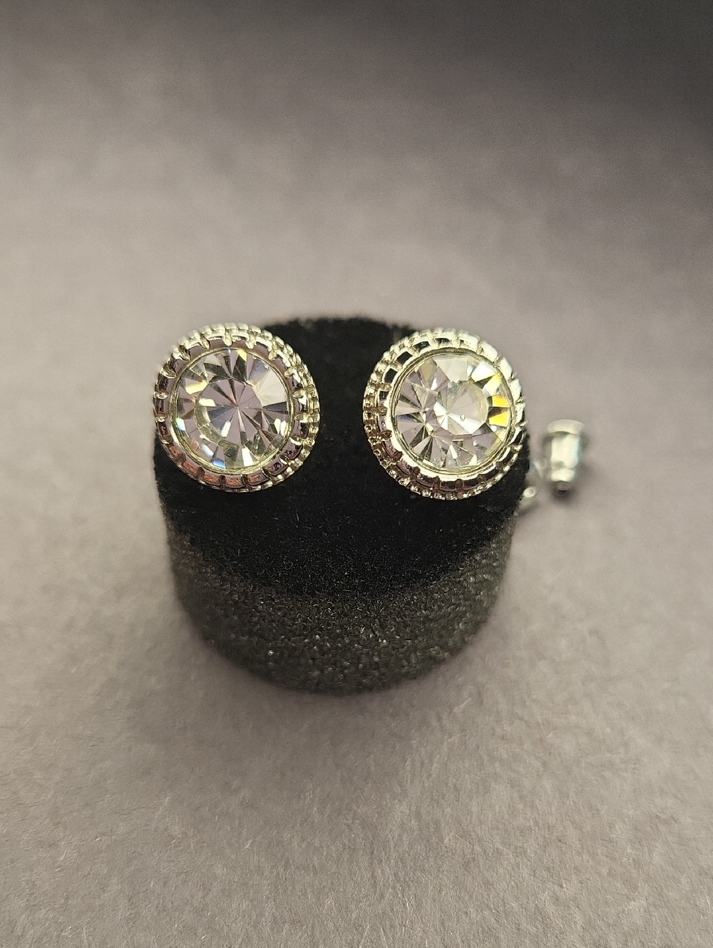 Silver Crystal 7mm Round Stud Earrings